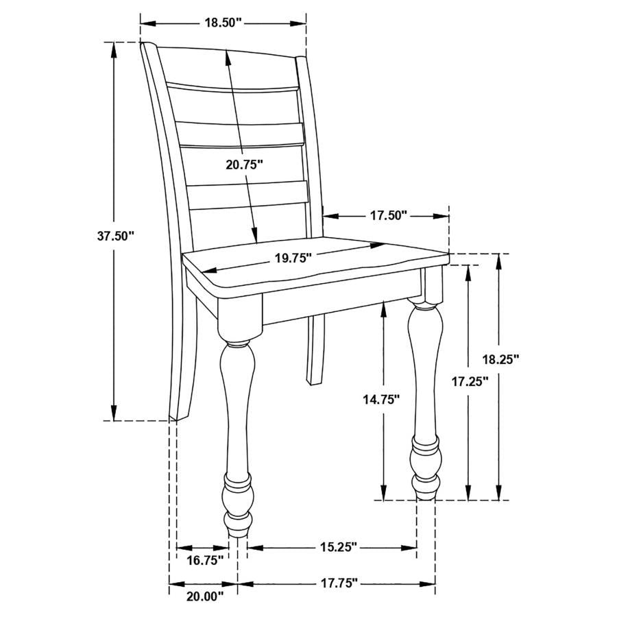 CoasterEveryday Madelyn Ladder Back Side Chairs Dark Cocoa And Coastal White (Set Of 2)