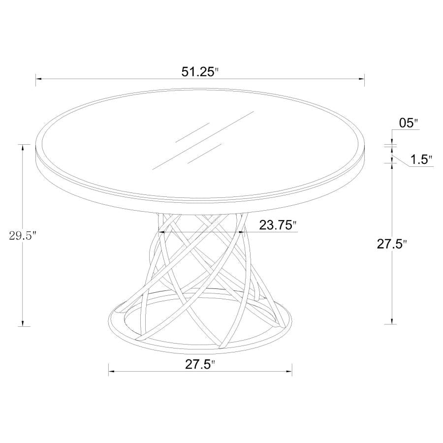 CoasterElevations Irene Round Glass Top Dining Table White And Chrome