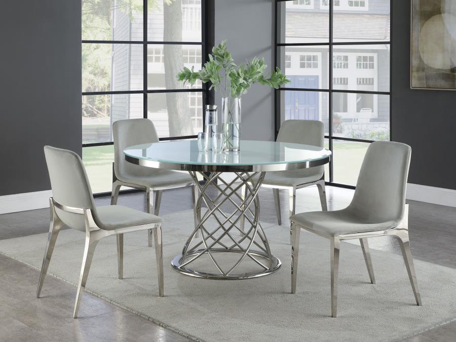 CoasterElevations Irene Upholstered Side Chairs Light Grey And Chrome (Set Of 4)