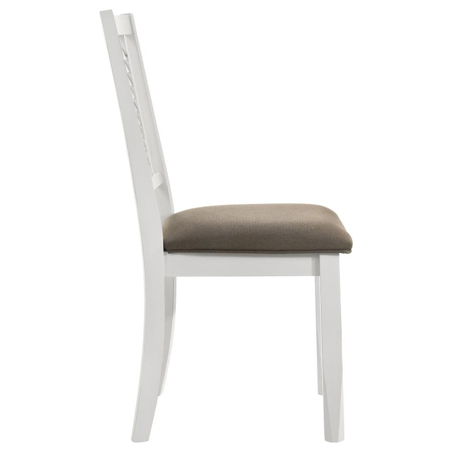 Appleton Ladder Back Dining Side Chair White And Brown (Set Of 2)