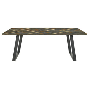 CoasterElevations Misty Sled Leg Dining Table Grey Sheesham And Gunmetal