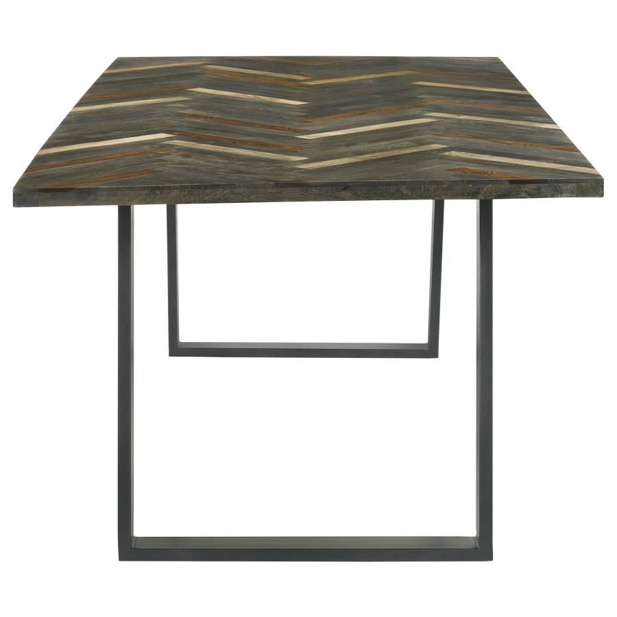 CoasterElevations Misty Sled Leg Dining Table Grey Sheesham And Gunmetal