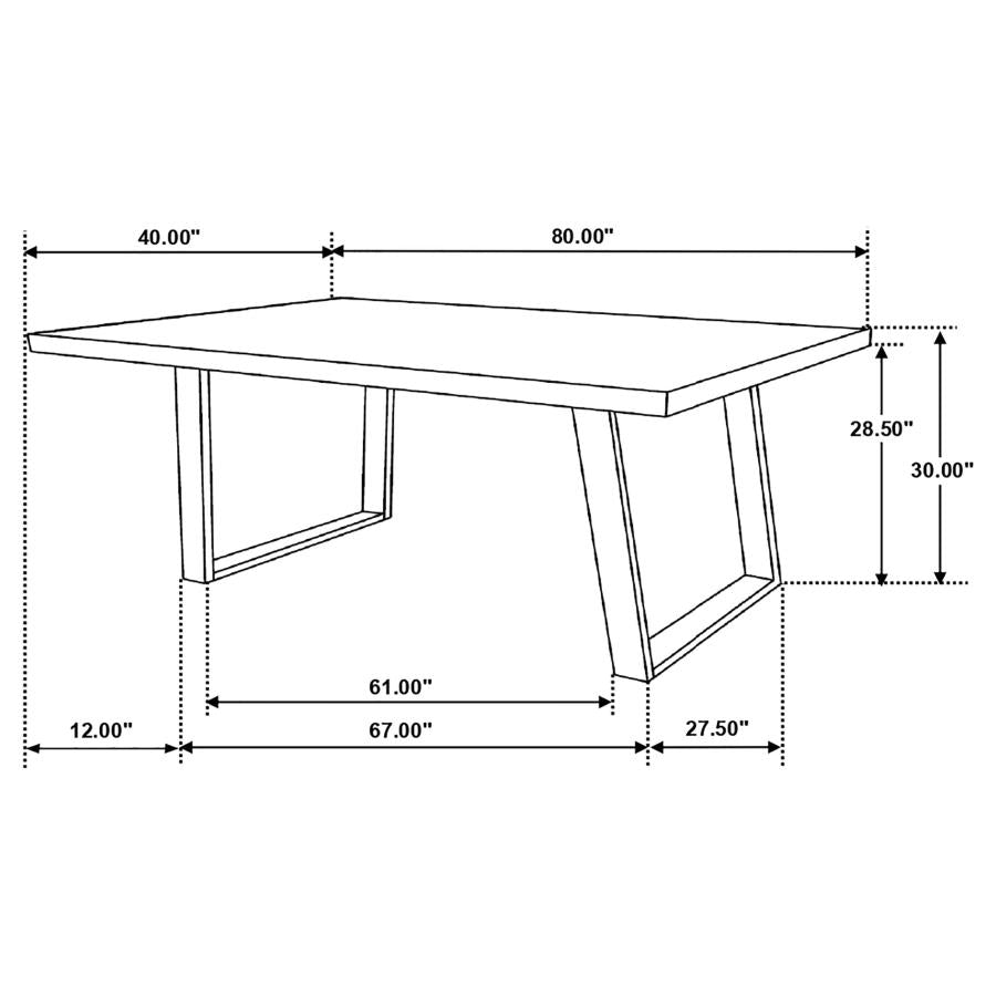 CoasterElevations Misty Sled Leg Dining Table Grey Sheesham And Gunmetal