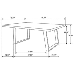 CoasterElevations Misty Sled Leg Dining Table Grey Sheesham And Gunmetal