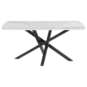 CoasterEssence Paulita Rectangular Dining Table White And Gunmetal