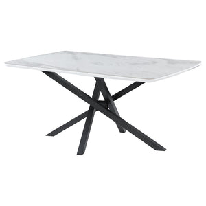 CoasterEssence Paulita Rectangular Dining Table White And Gunmetal