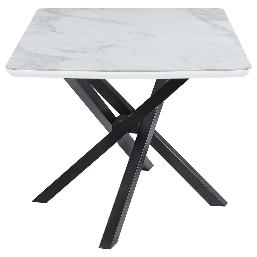 CoasterEssence Paulita Rectangular Dining Table White And Gunmetal