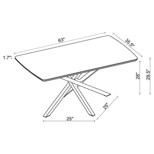 CoasterEssence Paulita Rectangular Dining Table White And Gunmetal