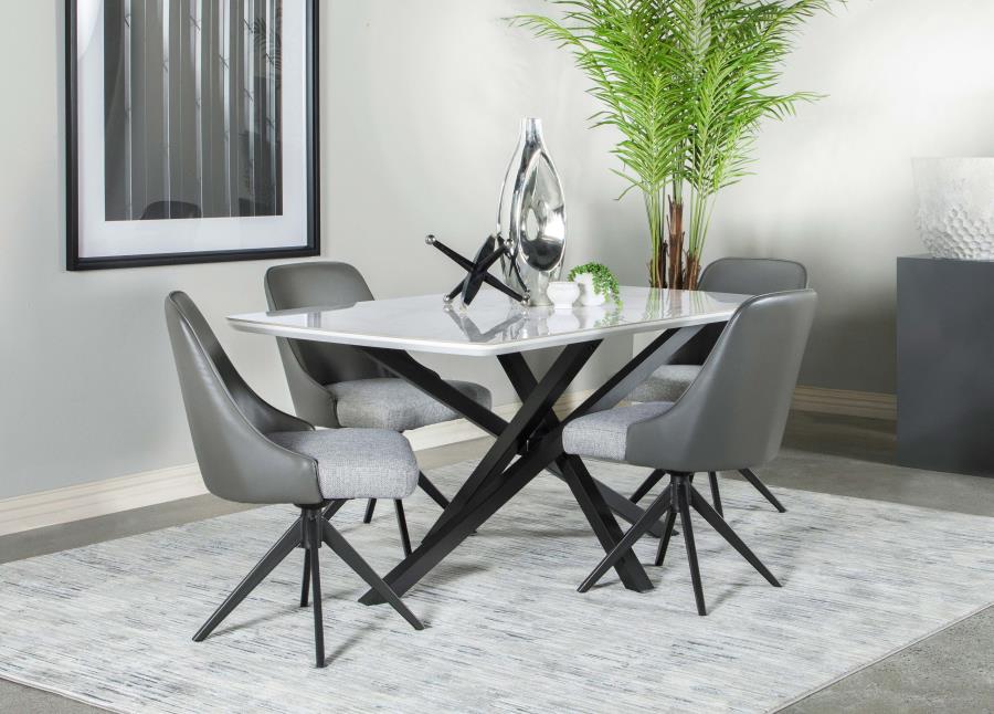 CoasterEssence Paulita Rectangular Dining Table White And Gunmetal