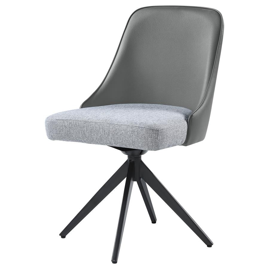 CoasterEssence Paulita Upholstered Swivel Side Chairs (Set Of 2) Grey And Gunmetal