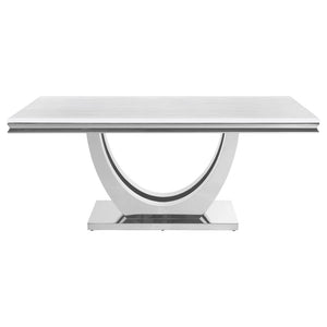 CoasterElevations Kerwin Rectangle Faux Marble Top Dining Table White And Chrome