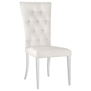 CoasterElevations Kerwin Tufted Upholstered Side Chair (Set Of 2) White And Chrome