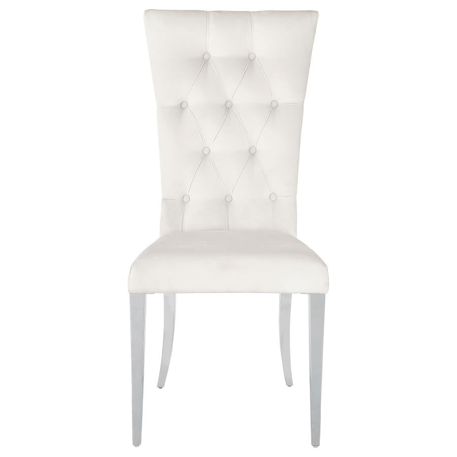 CoasterElevations Kerwin Tufted Upholstered Side Chair (Set Of 2) White And Chrome