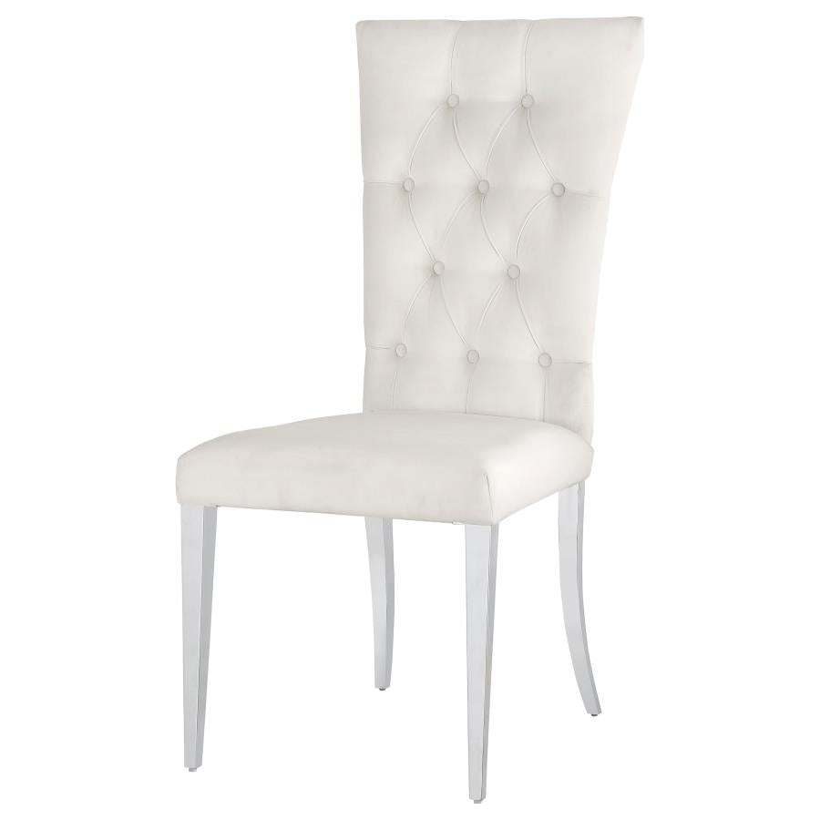 CoasterElevations Kerwin Tufted Upholstered Side Chair (Set Of 2) White And Chrome