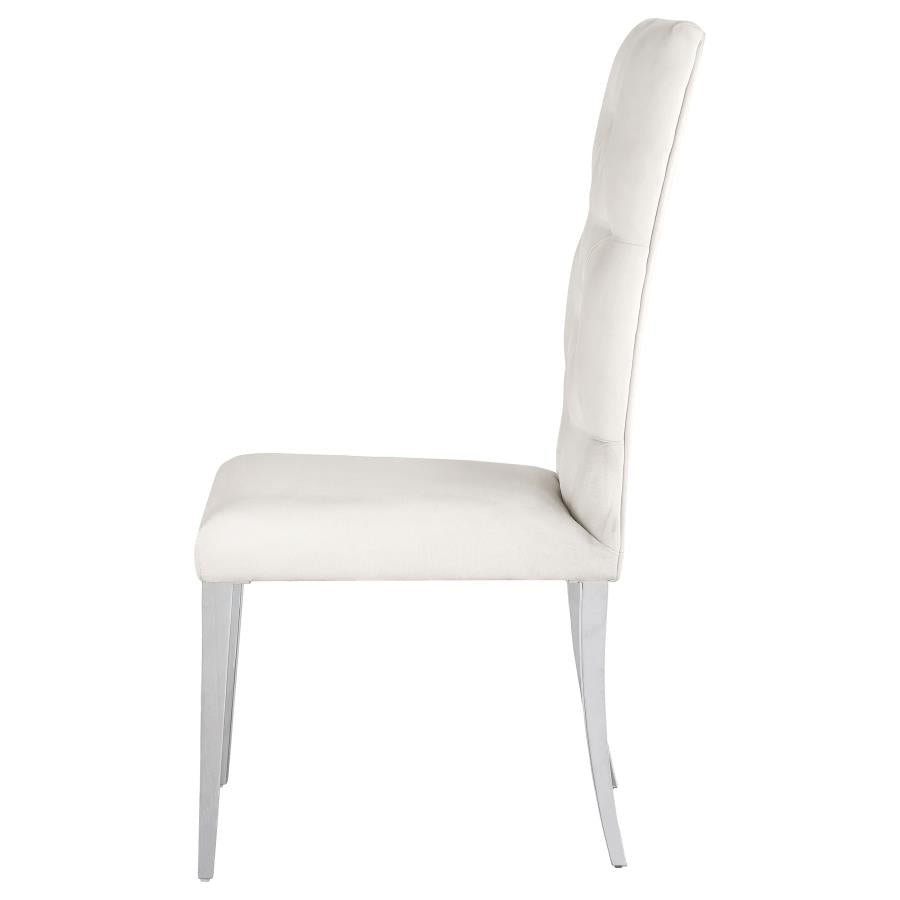 CoasterElevations Kerwin Tufted Upholstered Side Chair (Set Of 2) White And Chrome