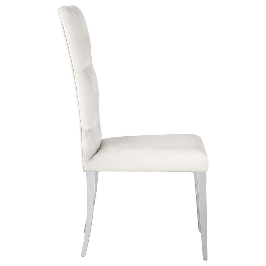 CoasterElevations Kerwin Tufted Upholstered Side Chair (Set Of 2) White And Chrome