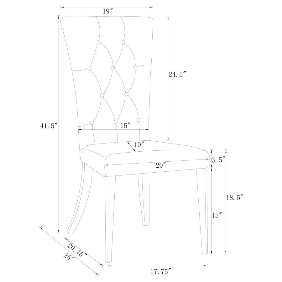 CoasterElevations Kerwin Tufted Upholstered Side Chair (Set Of 2) White And Chrome