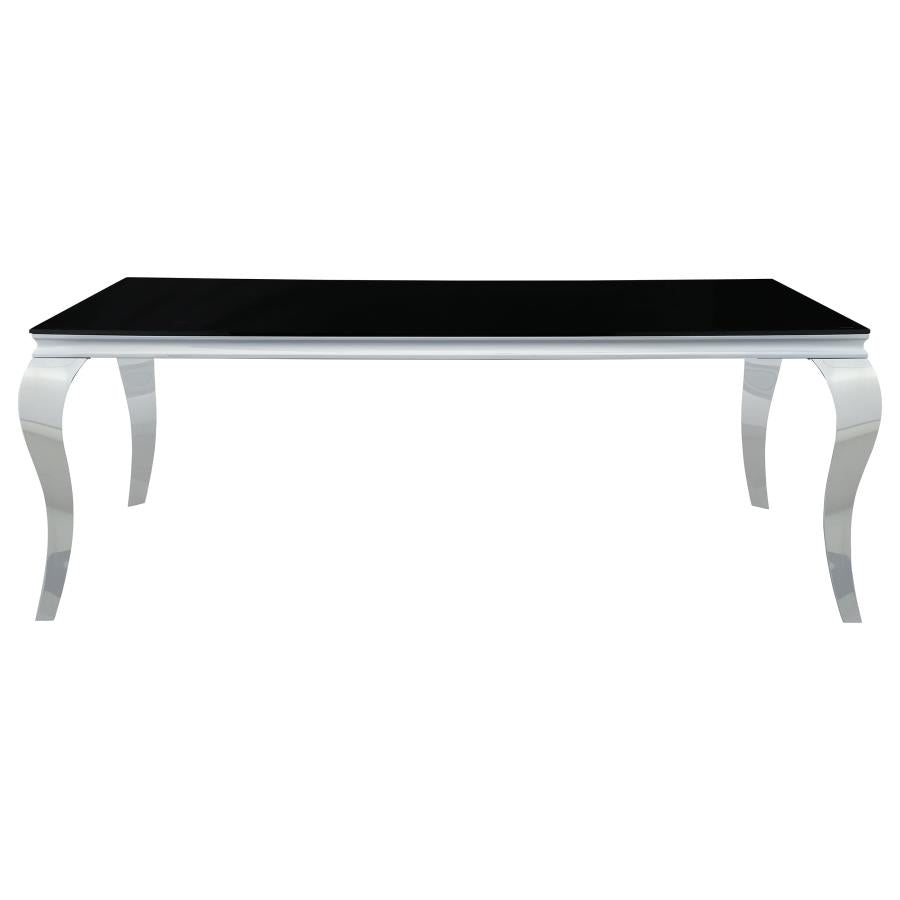 CoasterElevations Carone Rectangular Glass Top Dining Table Black And Chrome