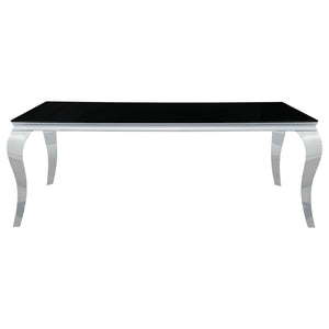 CoasterElevations Carone Rectangular Glass Top Dining Table Black And Chrome