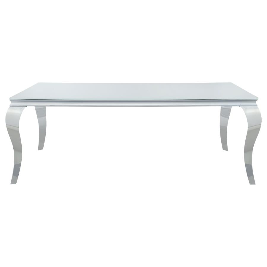 CoasterElevations Carone Rectangular Glass Top Dining Table White And Chrome