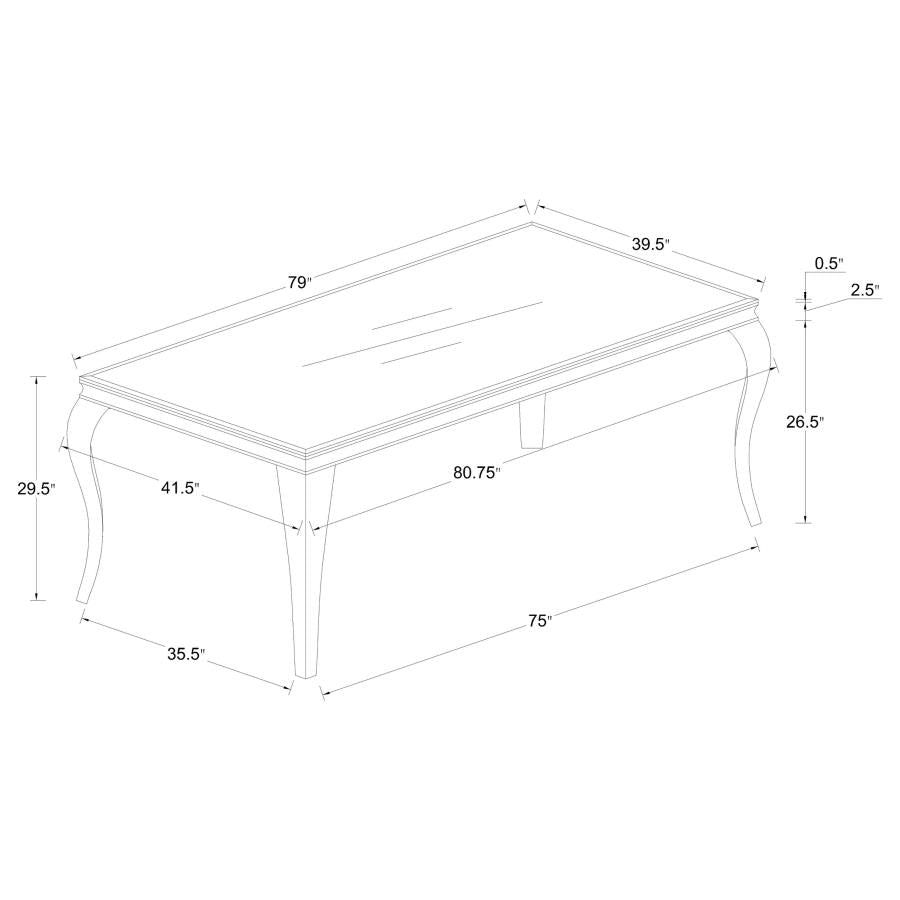 CoasterElevations Carone Rectangular Glass Top Dining Table White And Chrome