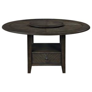 CoasterEssence Twyla Round Dining Table With Removable Lazy Susan Dark Cocoa