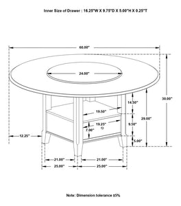 CoasterEssence Twyla Round Dining Table With Removable Lazy Susan Dark Cocoa