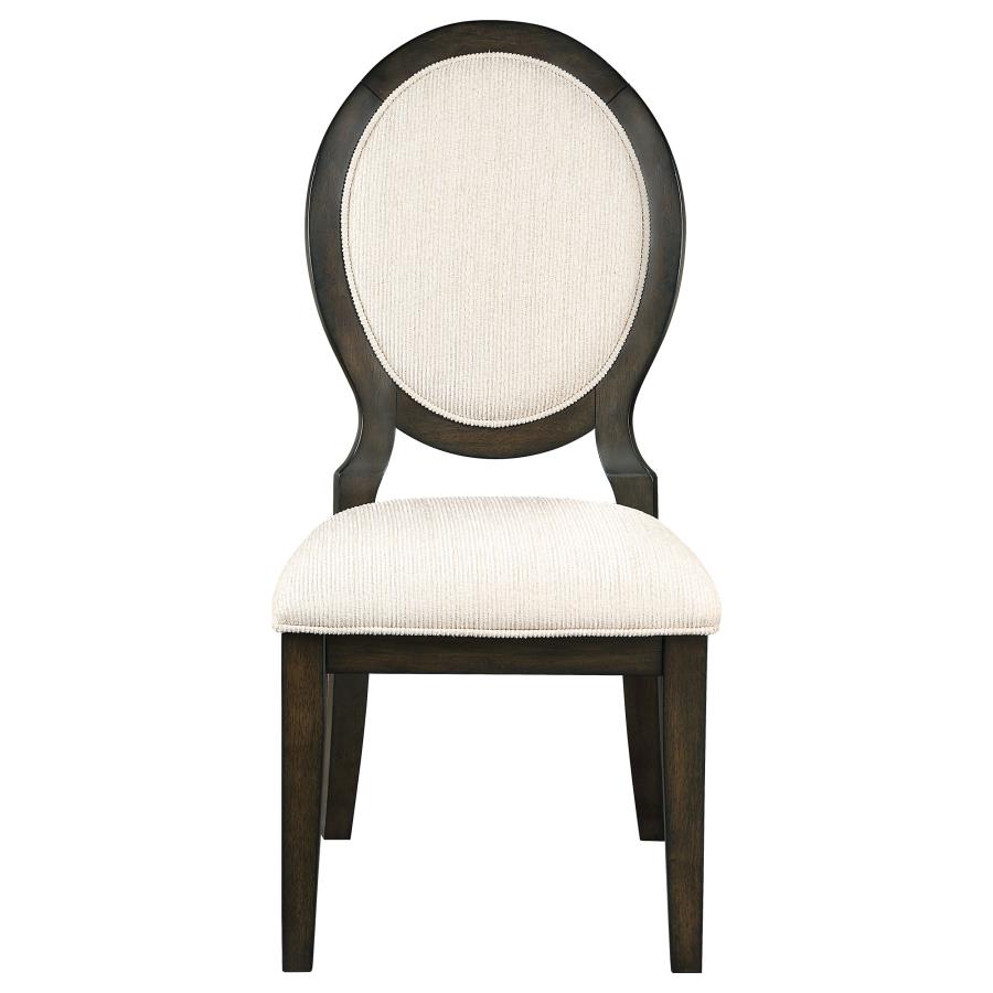 CoasterEssence Twyla Upholstered Oval Back Dining Side Chairs Cream And Dark Cocoa (Set Of 2)