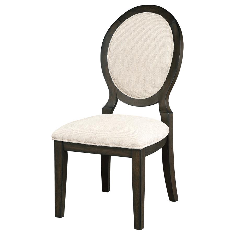 CoasterEssence Twyla Upholstered Oval Back Dining Side Chairs Cream And Dark Cocoa (Set Of 2)