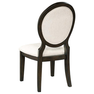 CoasterEssence Twyla Upholstered Oval Back Dining Side Chairs Cream And Dark Cocoa (Set Of 2)