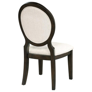 CoasterEssence Twyla Upholstered Oval Back Dining Side Chairs Cream And Dark Cocoa (Set Of 2)