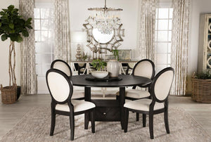 CoasterEssence Twyla Upholstered Oval Back Dining Side Chairs Cream And Dark Cocoa (Set Of 2)