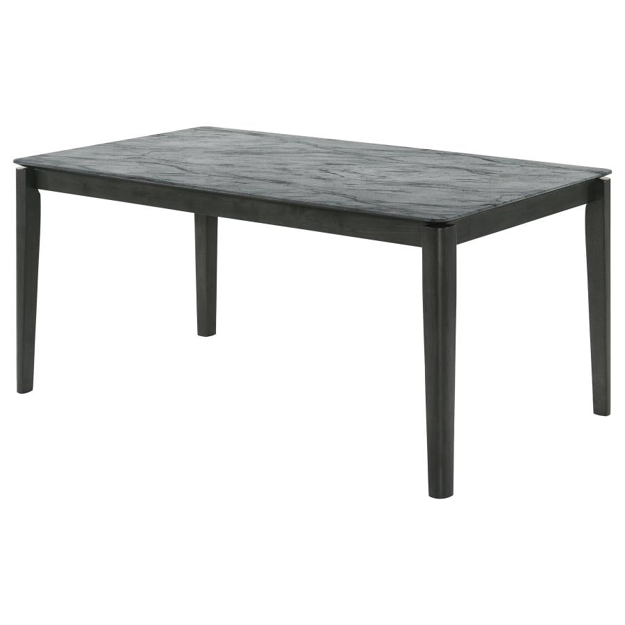 CoasterEssence Stevie Rectangular Faux Marble Top Dining Table Grey And Black