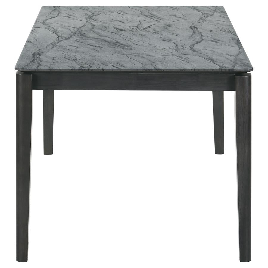 CoasterEssence Stevie Rectangular Faux Marble Top Dining Table Grey And Black