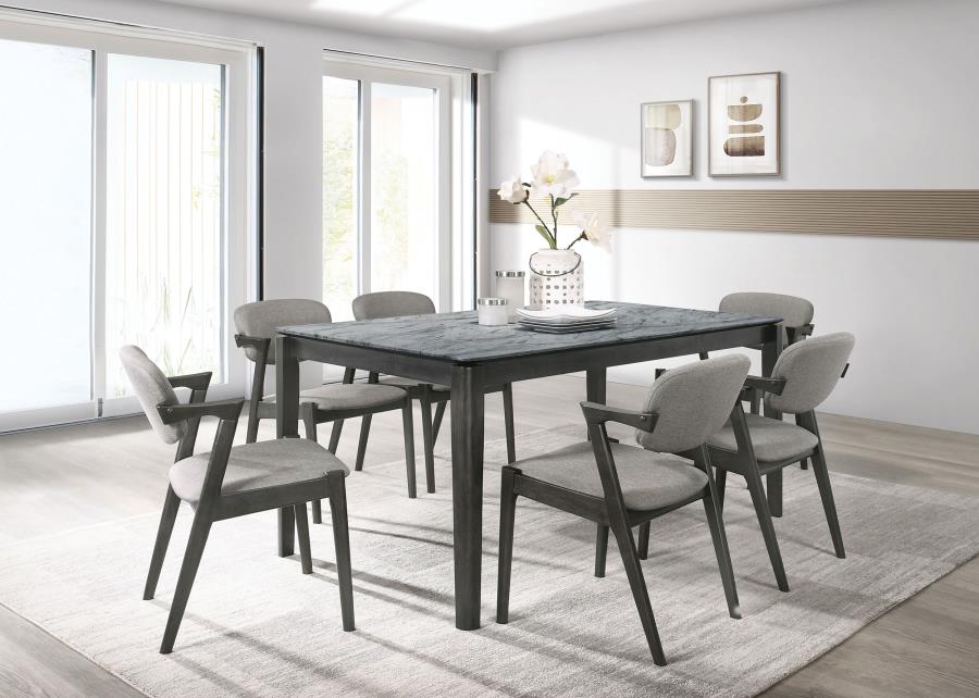 CoasterEssence Stevie Rectangular Faux Marble Top Dining Table Grey And Black