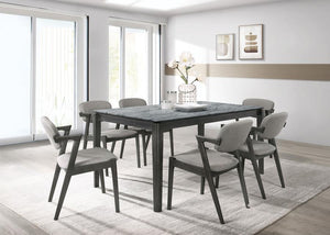 CoasterEssence Stevie Rectangular Faux Marble Top Dining Table Grey And Black