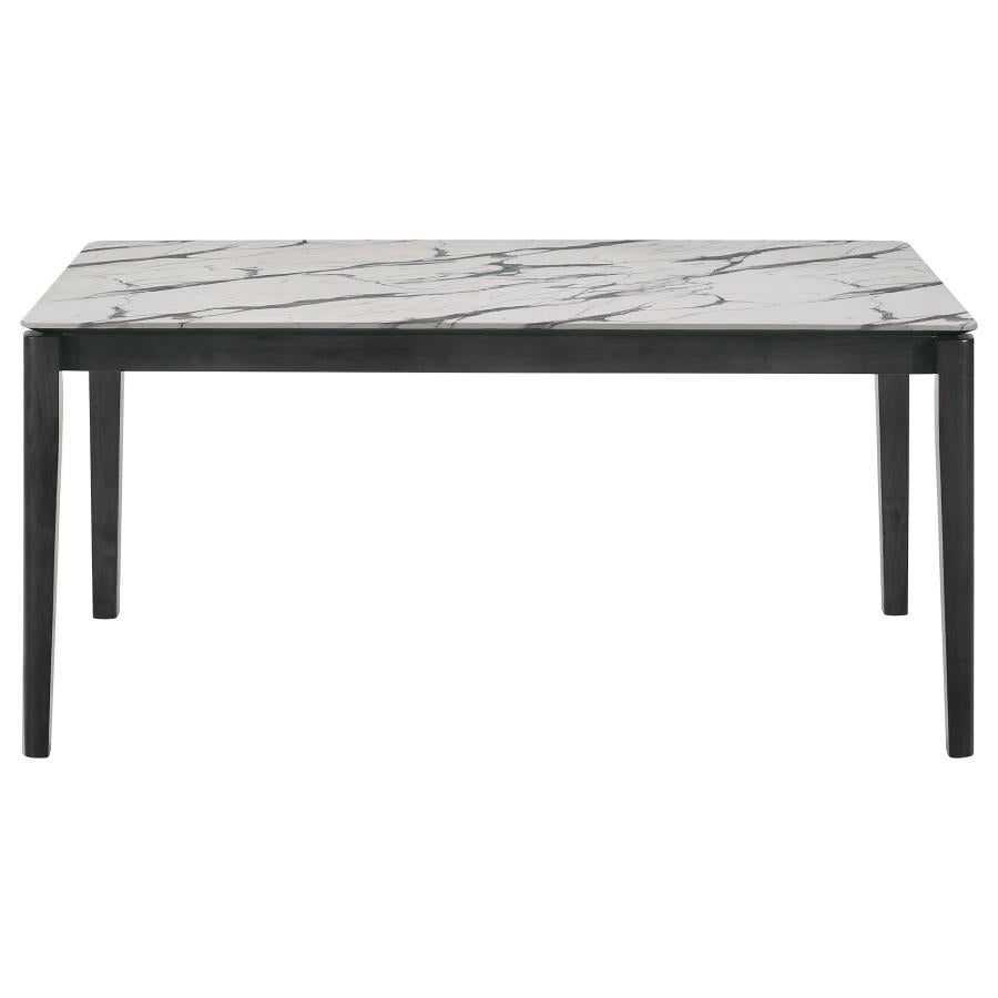 CoasterEssence Stevie Rectangular Faux Marble Top Dining Table White And Black