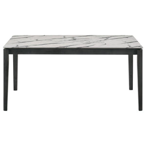 CoasterEssence Stevie Rectangular Faux Marble Top Dining Table White And Black