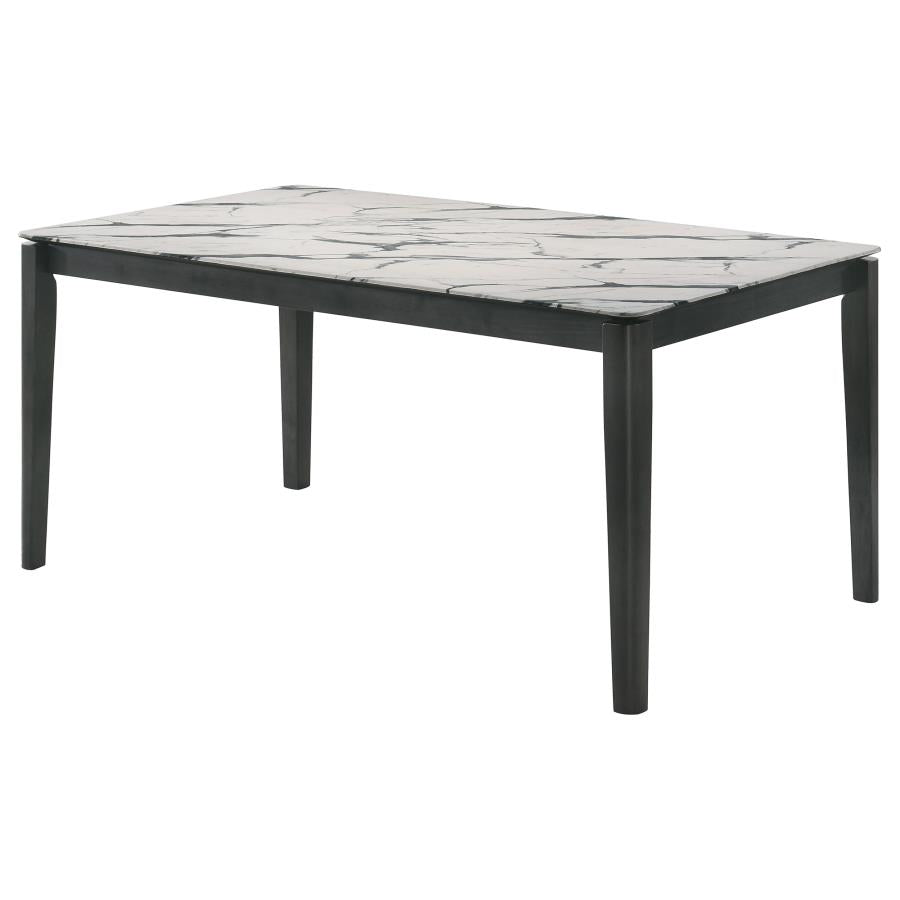 CoasterEssence Stevie Rectangular Faux Marble Top Dining Table White And Black