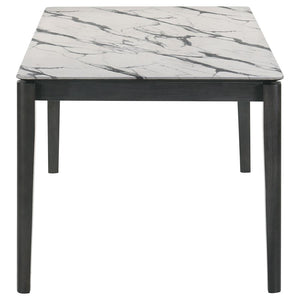 CoasterEssence Stevie Rectangular Faux Marble Top Dining Table White And Black