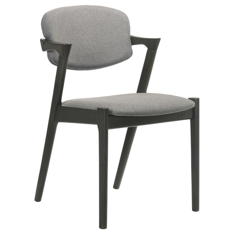 CoasterEssence Stevie Upholstered Demi Arm Dining Side Chairs Brown Grey And Black (Set Of 2)