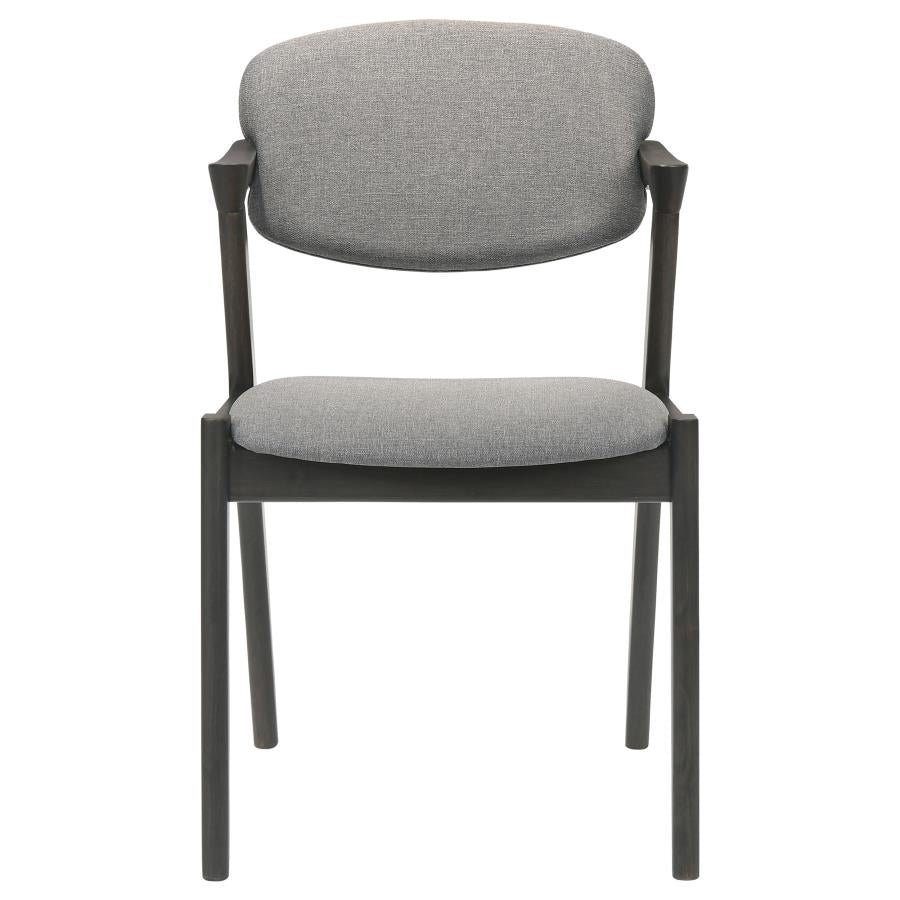 CoasterEssence Stevie Upholstered Demi Arm Dining Side Chairs Brown Grey And Black (Set Of 2)