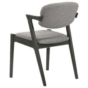 CoasterEssence Stevie Upholstered Demi Arm Dining Side Chairs Brown Grey And Black (Set Of 2)