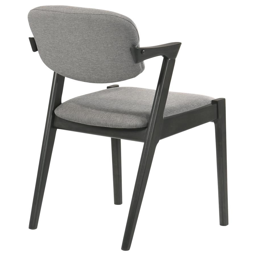 CoasterEssence Stevie Upholstered Demi Arm Dining Side Chairs Brown Grey And Black (Set Of 2)