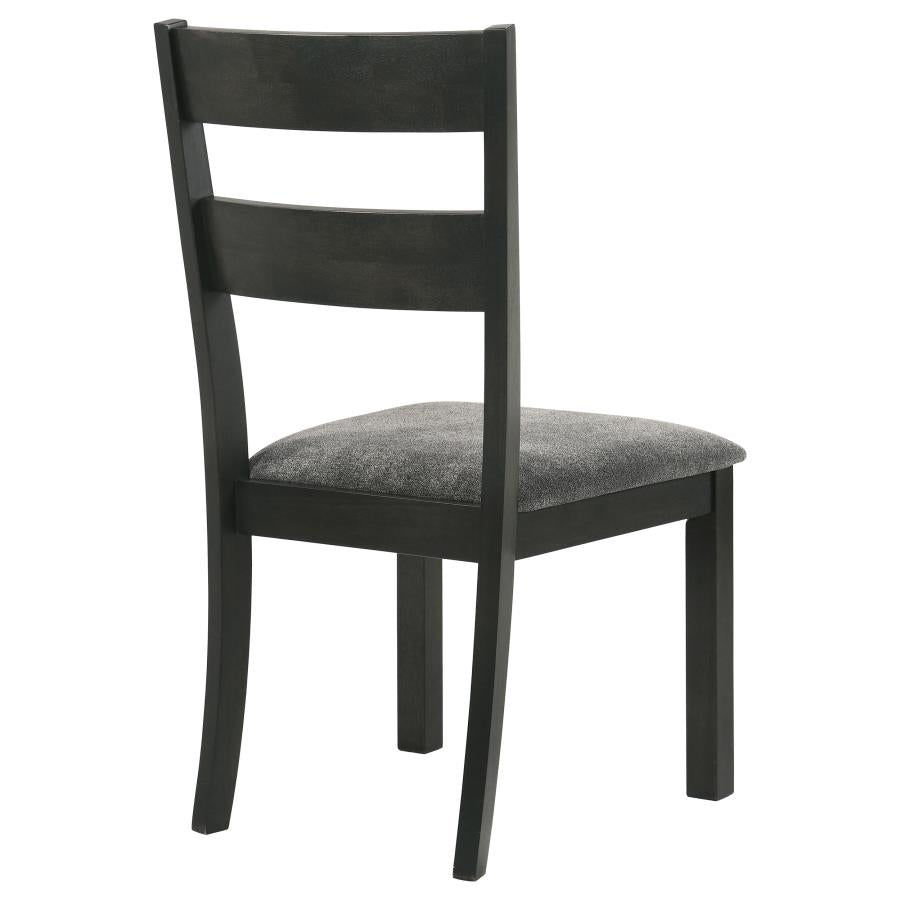 CoasterEveryday Jakob Upholstered Side Chairs With Ladder Back (Set Of 2) Grey And Black