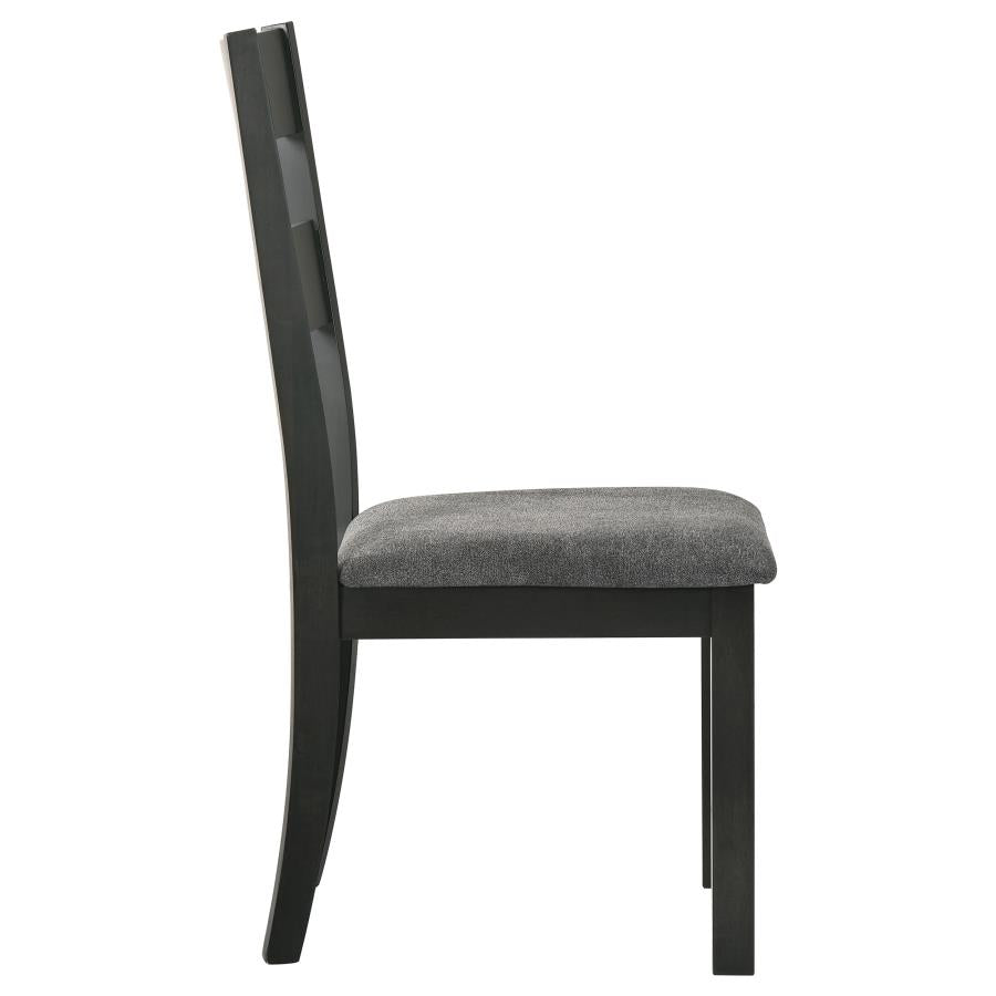 CoasterEveryday Jakob Upholstered Side Chairs With Ladder Back (Set Of 2) Grey And Black