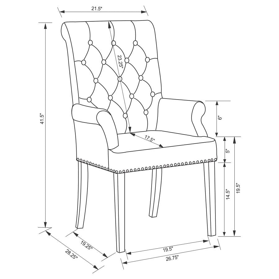 CoasterEssence Alana Upholstered Tufted Arm Chair With Nailhead Trim