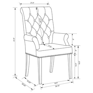 CoasterEssence Alana Upholstered Tufted Arm Chair With Nailhead Trim