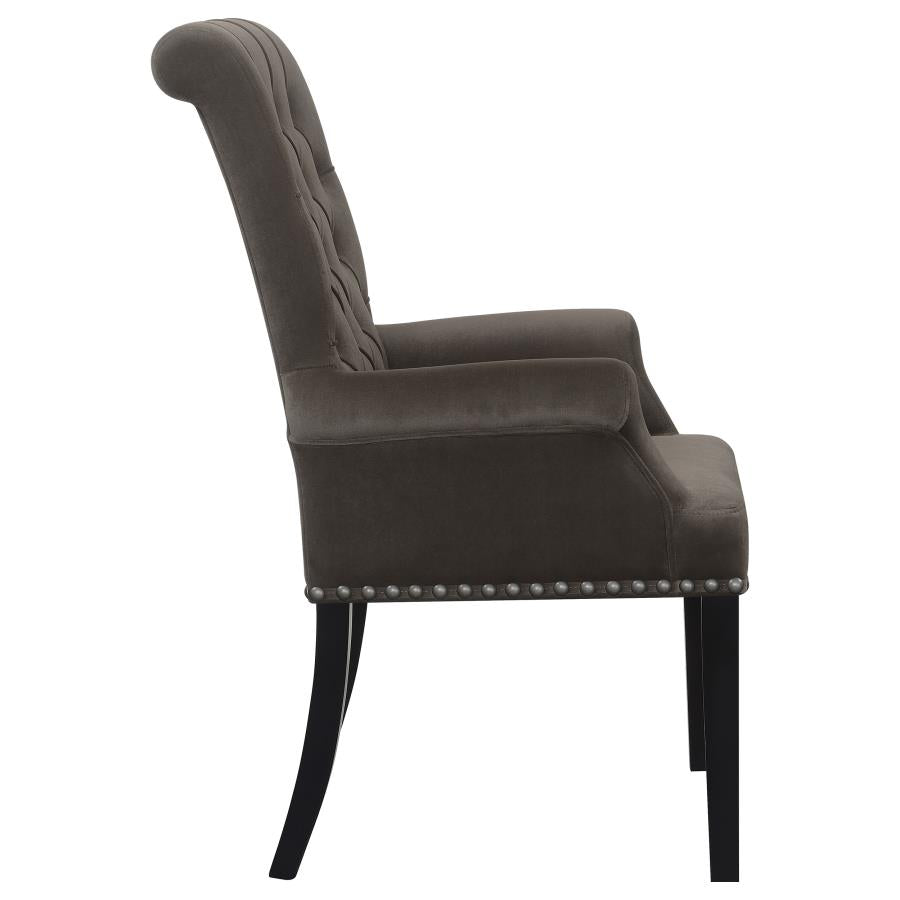 CoasterEssence Alana Upholstered Tufted Arm Chair With Nailhead Trim