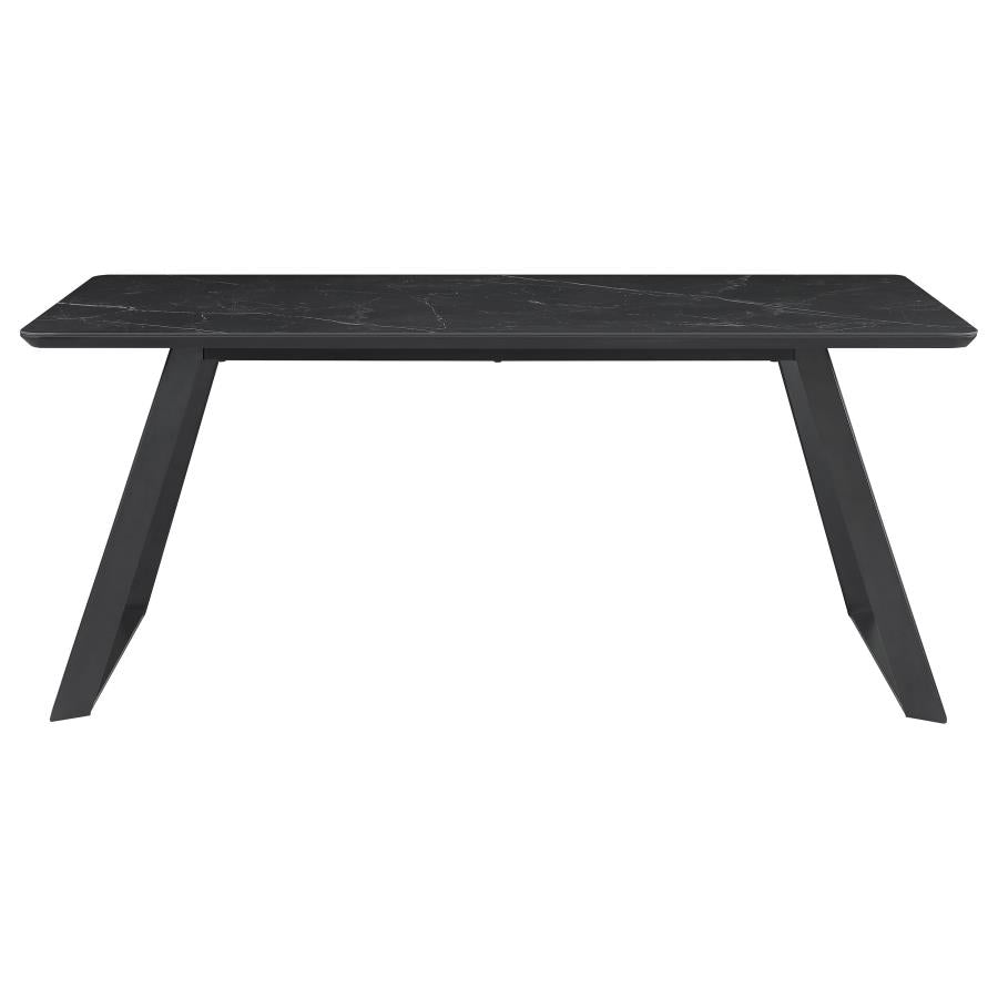 CoasterEssence Smith Rectangle Ceramic Top Dining Table Black And Gunmetal